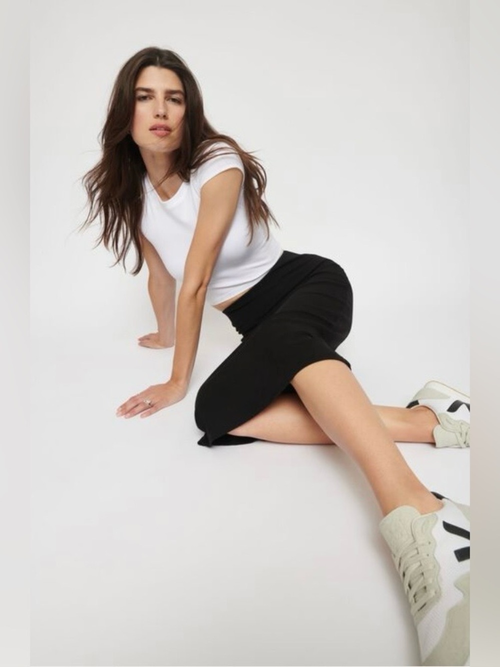 NEW Dynamite Ribbed Midi Skirt - Size XS | Color: Jet Black